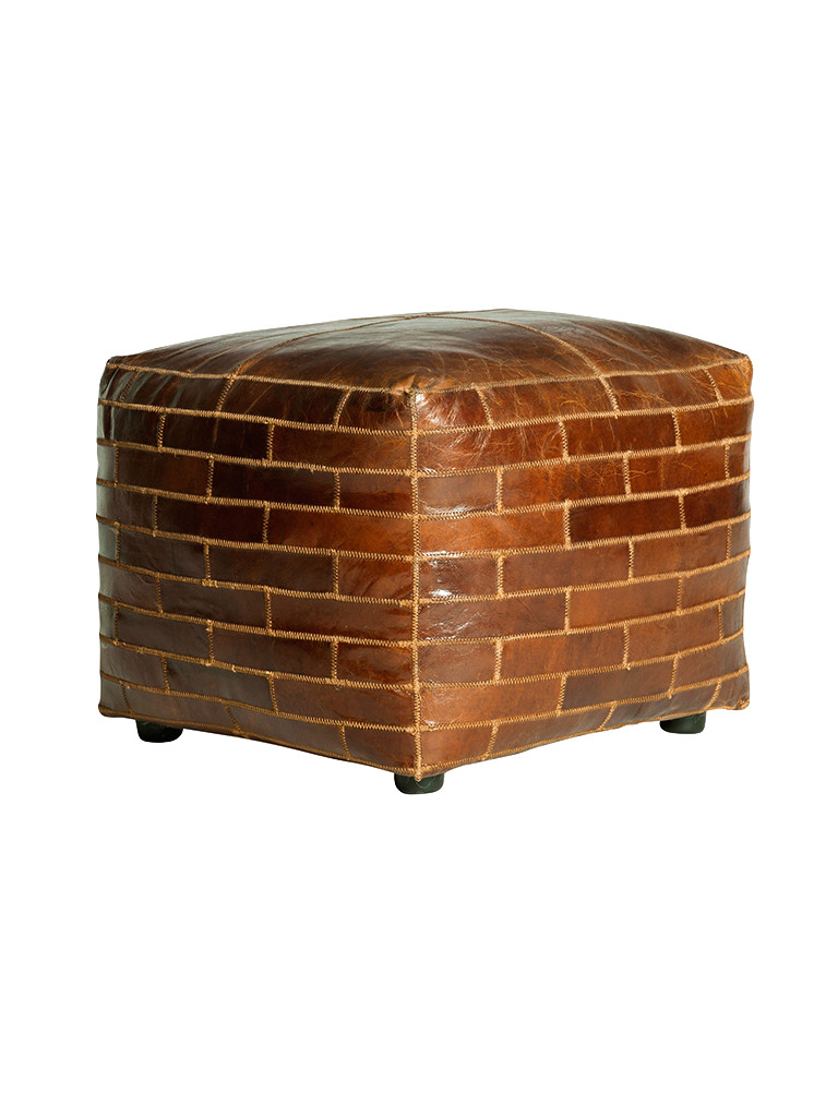 Bourbon Square Ottoman in Aged Leather