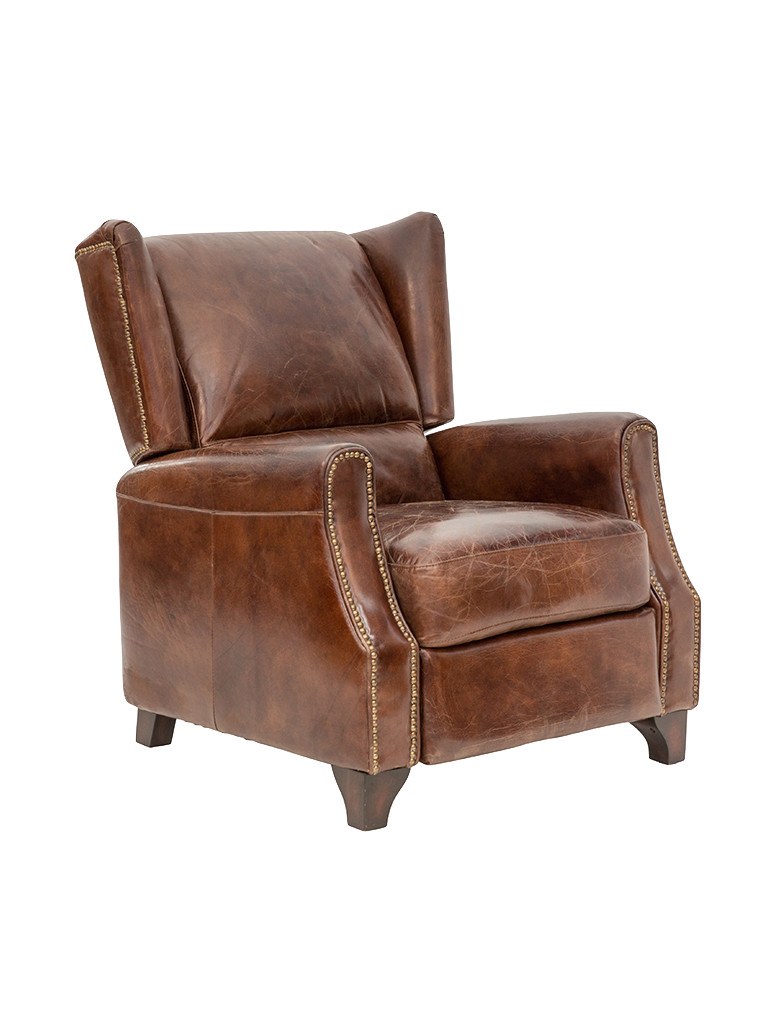 Grampians Recliner in Aged Leather Armchair