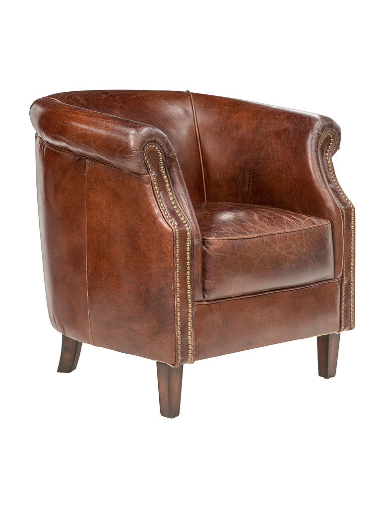 Mossberg Grande Tub Chair in Aged Leather