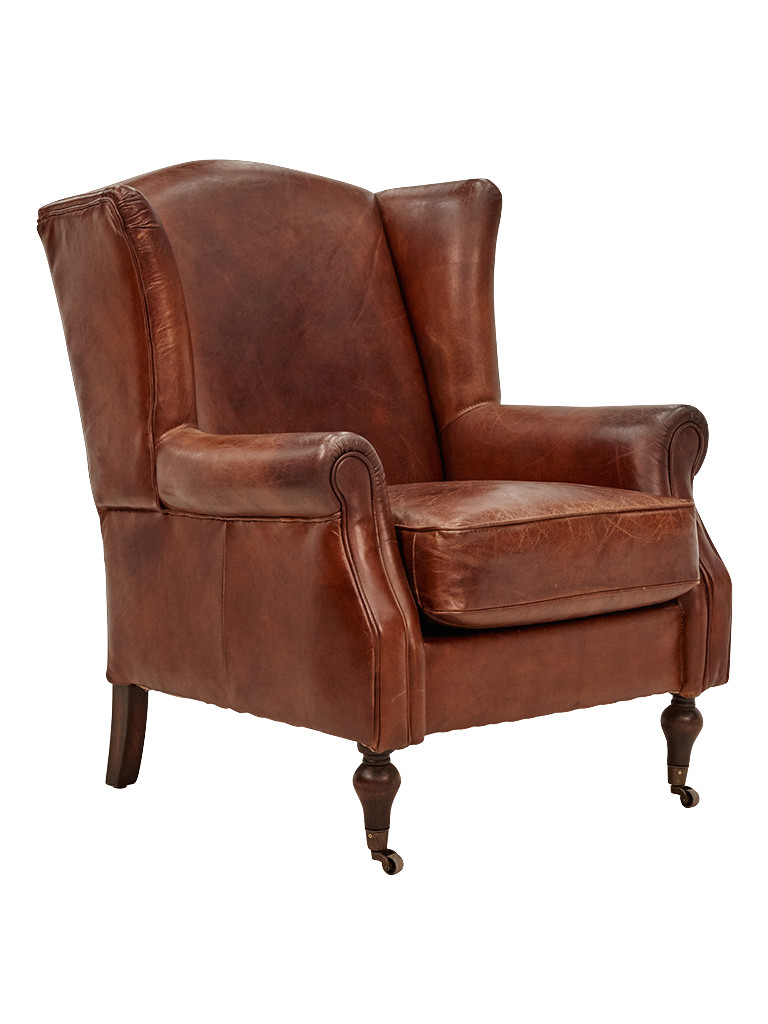 Union Street Wingback Armchair in Aged Leather